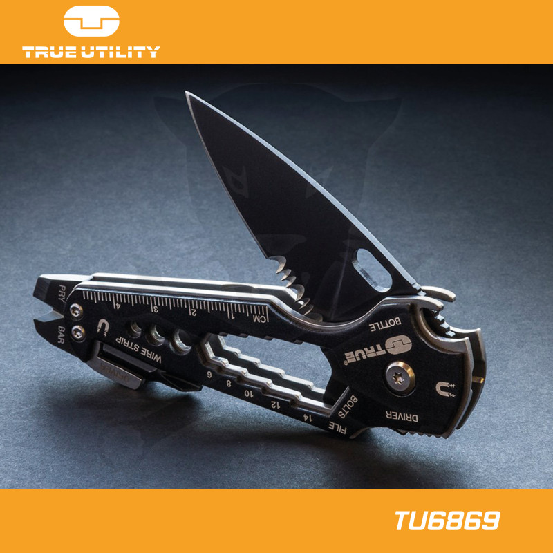 Vágókés, összecsukható Smartknife+ 15in1 - Fekete - True