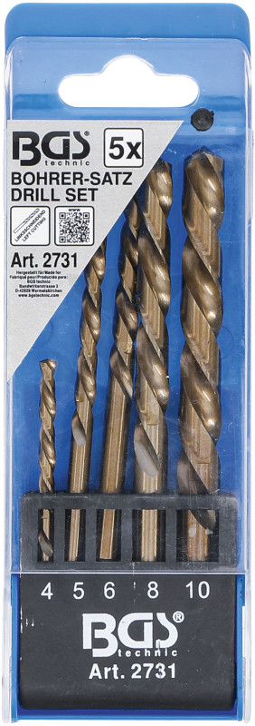 Csigafúró Klt. - BALOS - HSS Co5 Kobalt tartalom 5 db-os: 4-5-6-8-10mm