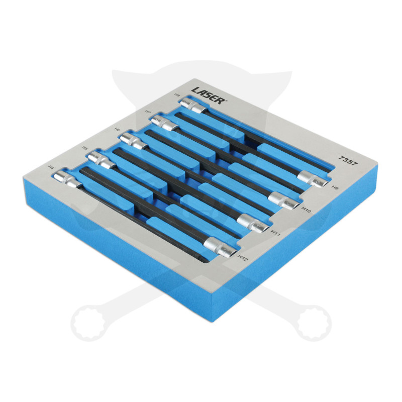 Rátűzőkulcs 9 db-os készlet 3/8" Imbusz 4-12 mm extra hosszú 200 mm