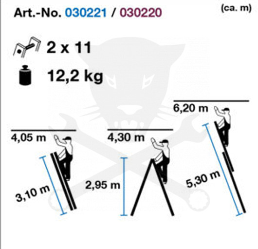 Létra ALU létrafokos sokcélú álló 2x11 fokos - Krause CORDA