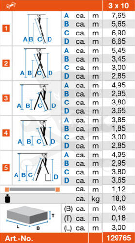 Létra ALU létrafokos sokcélú álló 3x10 fokos - Krause Monto TRIBILO