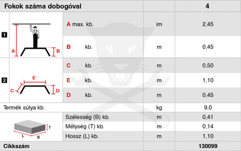 Dobogó ALU összecsukható 1x 2 fokos - Krause Monto StepTop