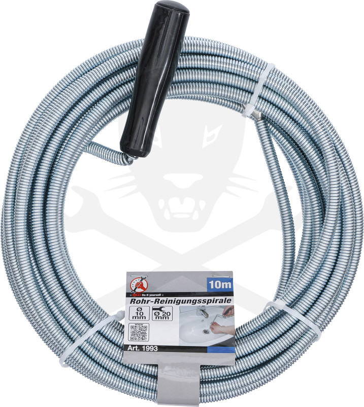 Csőtisztító spirál 10 méter x 10 mm - Fej átmérő: 20 mm - BGS