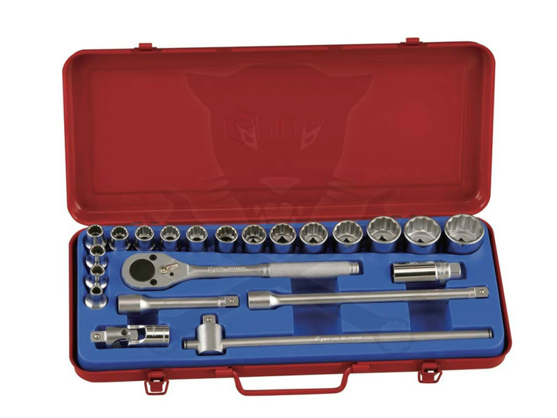 Dugókulcs készlet 1/2" 22 db-os 8-32 mm, 12 szögű Genius