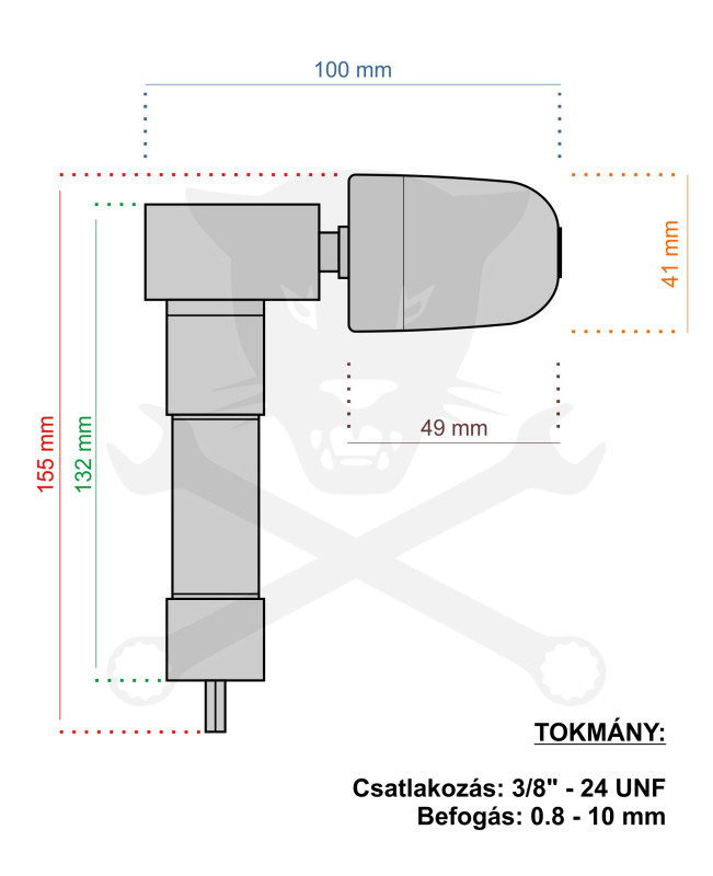 Gyorsbefogó fúrótokmány 90 fokos derékszögű
