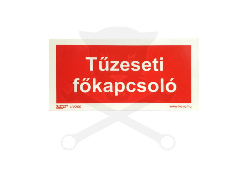 Tábla utánvilágítós öntapadós Tűzeseti Főkapcsoló 200x100 UV200