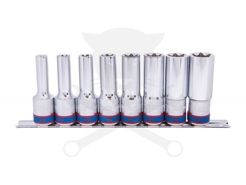 Dugókulcs - crowafej készlet 1/2" belső torx E10-E24 8 db-os