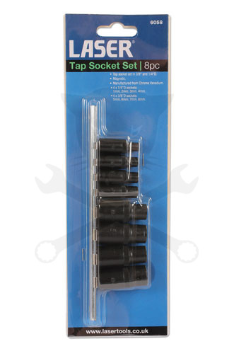 Adapter készlet menetfúrókhoz 8 db-os 4 lapú M1.5-M14 -mágneses- Laser