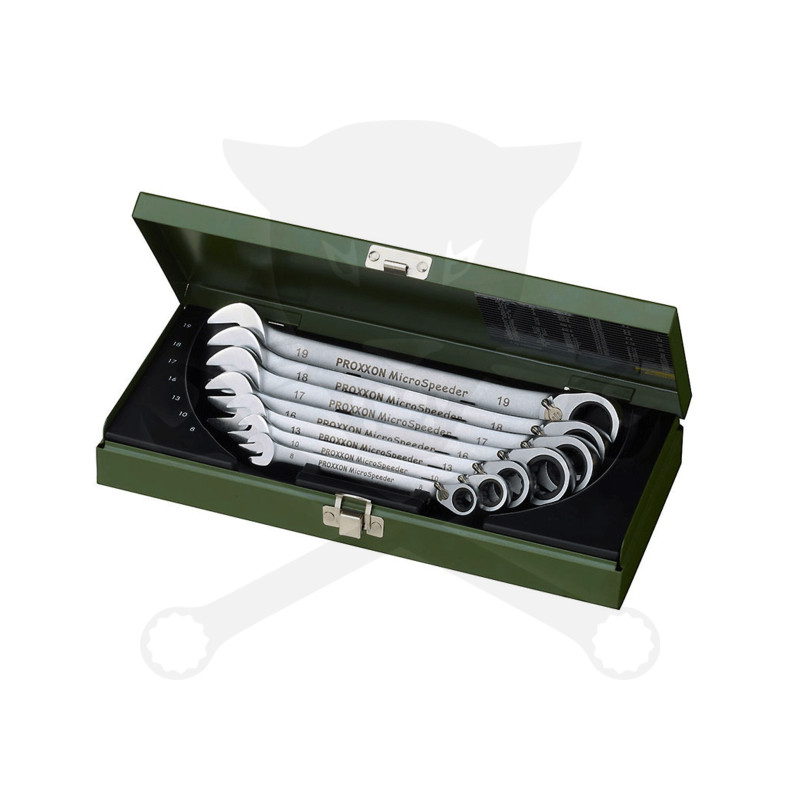 Csillag-villás racsnis készlet 7r. 8-19 mm MicroSpeeder irányv. Proxxon