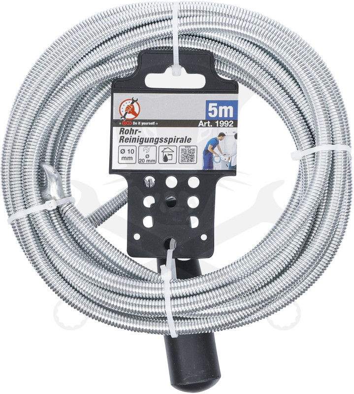 Csőtisztító spirál 5 méter x 10 mm - Fej átmérő: 20 mm - Kraftmann