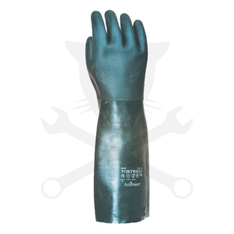 Alkatrészmosó Kesztyű duplán mártott PVC zöld 45cm XL-es 10,5-es