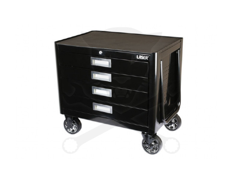 Szerszámos kocsi 4 fiókos gurulós + becsukható húzófogantyú - Laser