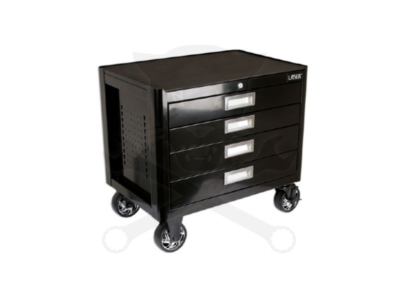 Szerszámos kocsi 4 fiókos gurulós + becsukható húzófogantyú - Laser