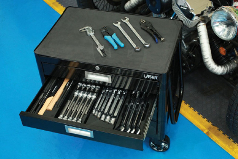 Szerszámos kocsi 4 fiókos gurulós + becsukható húzófogantyú - Laser