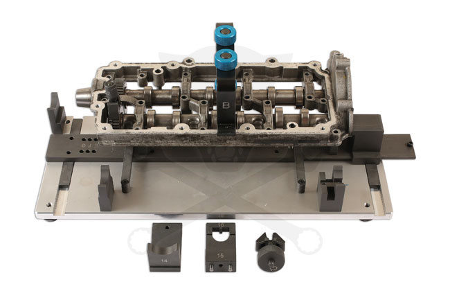 Hengerfej és vezérműtengely összeszerelő szerszám+állvány készlet - VW