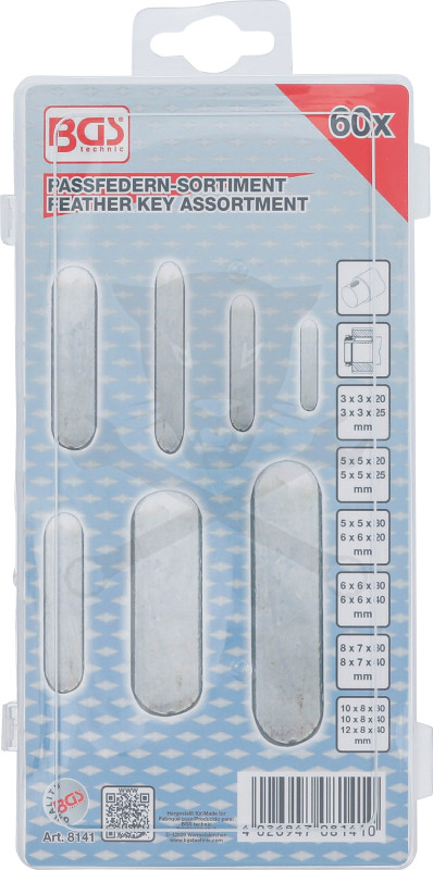 Retesz készlet - egyenes ék készlet - acél - 60 db-os BGS