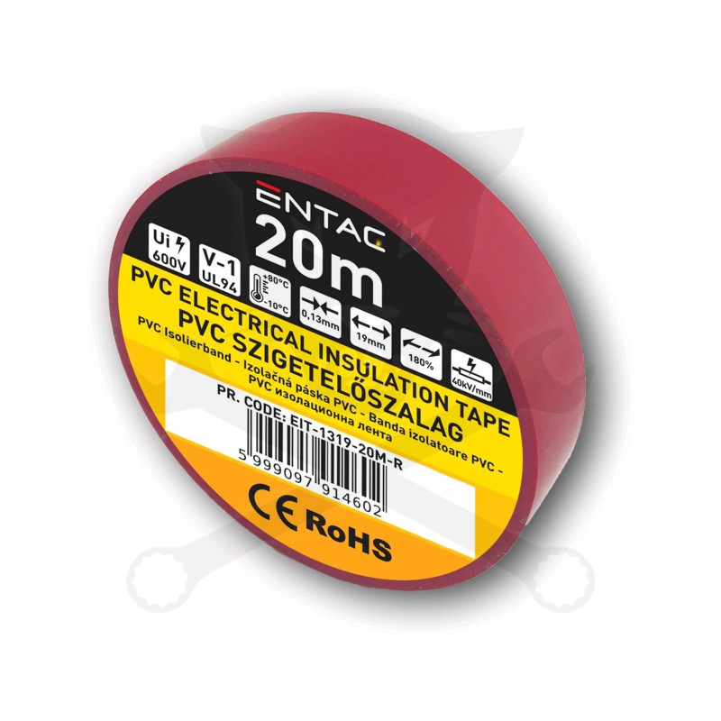 Szigetelőszalag 20m piros 0.13x19 mm - Entac