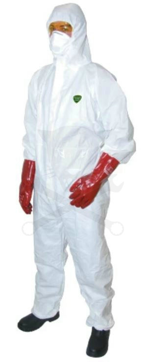 Védőruha-kapucnis vegyvédelmi 5/6-os OVERÁL eldobható XXL -Fehér