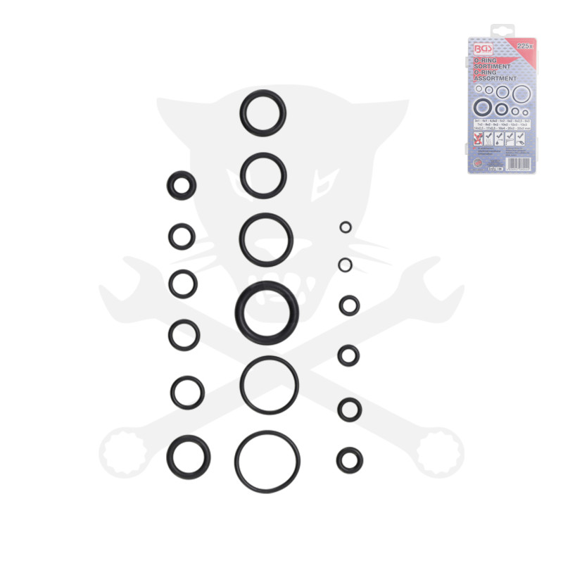 "O" gyűrű készlet 225 részes Metrikus 3-22 mm - BGS