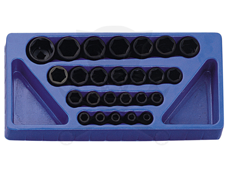 Tálcás Genius dugókulcs, gépi készlet 6 lapú normál 1/2" 25 db-os 1/3
