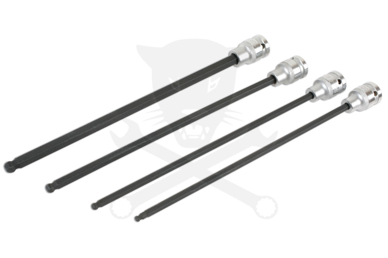 Rátűzőkulcs készlet 1/2" 4 db-os gömbvég extra hosszú 288 mm 5-6-8-10 mm