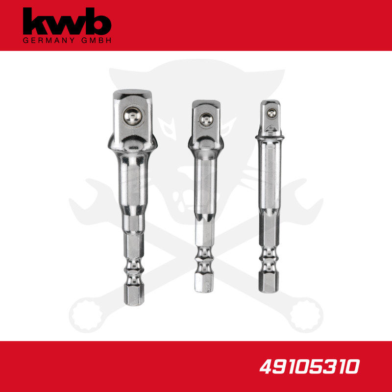 Adapter készlet fúrógéphez - csavarbehajtóhoz 1/4"-3/8"-1/2" - KWB