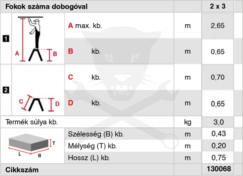 Fellépő ALU lépcsőfokos két oldalon járható gurulós 2x3 - ROLLY
