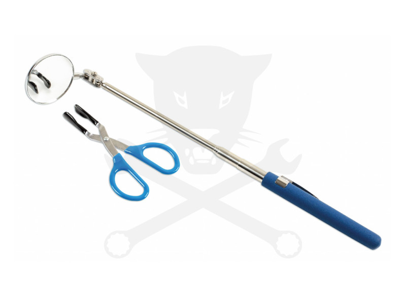 Speciális fogó járműizzók ki- és beszerelésére + teleszkóp tükör készlet