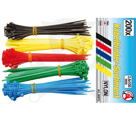 Kábelkötegelő 2,4x100 - Színes - 200 db-os - Kraftmann