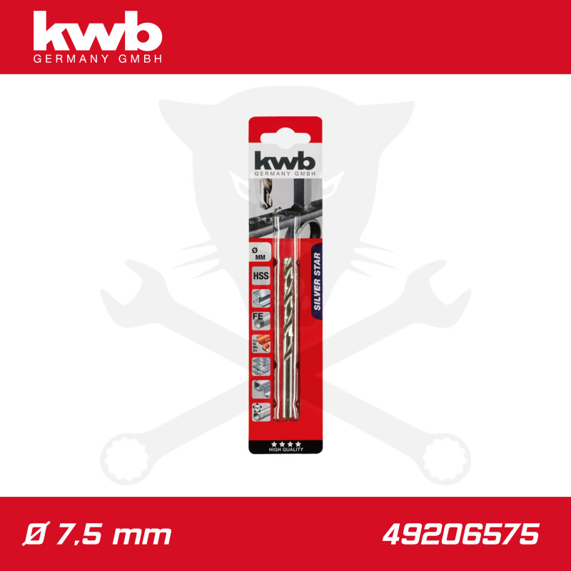 Csigafúró 7,5 mm HSS-G DIN 338 Silver Star, profi - KWB
