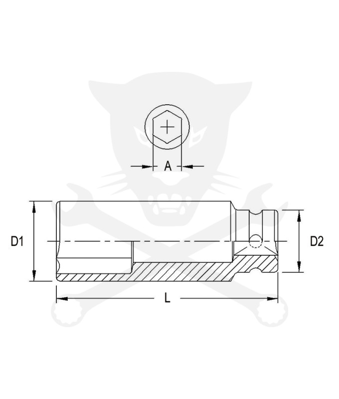 Légkulcsfej 1" 6 l.h. 80-as Genius