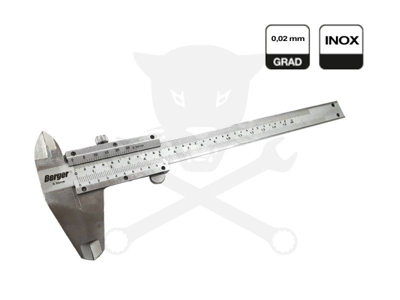 Tolómérő 150 mm - 0,02 mm - mélységmérővel - Berger