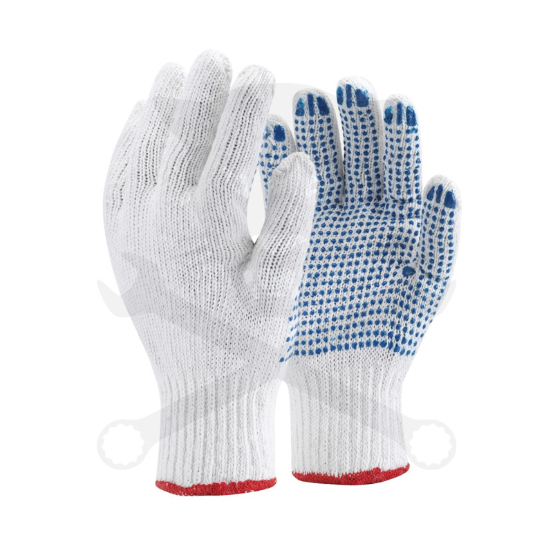 Kesztyű pöttyös kék pontozott pamut 10/XL-es