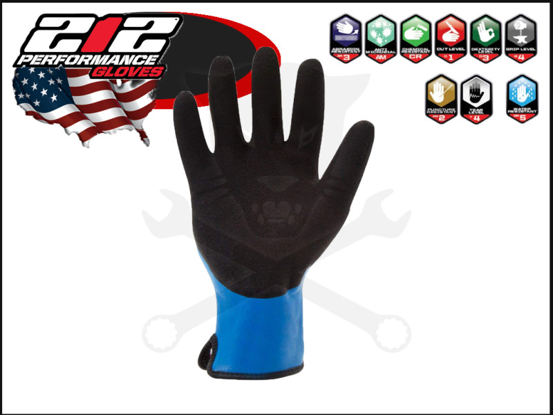 Kesztyű Hubitools mártott kék nitril SHIELD GRIP-USA "mindenálló" L-es