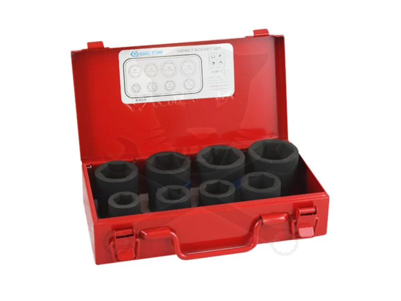 Légkulcsfej készlet 3/4" 8 db 19-38 mm metrikus rövid 6 l. - KingTony
