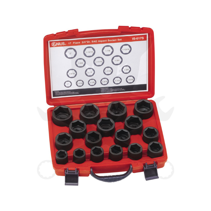 Légkulcsfej készlet 3/4" 17 db-os COLOS 1/3" 6 lapú rövid - Genius