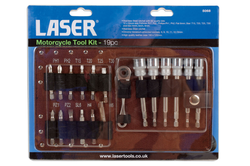 Motorkerékpár szerelő 19 db-os készlet1/4"-os rozsdamentes kis racsnival