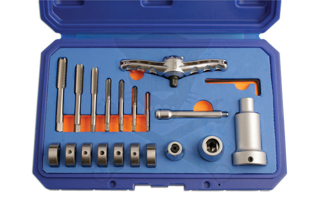 Menetfúró és menetmetsző készlet metrikus -racsnis hajtószárral- 20 db-os