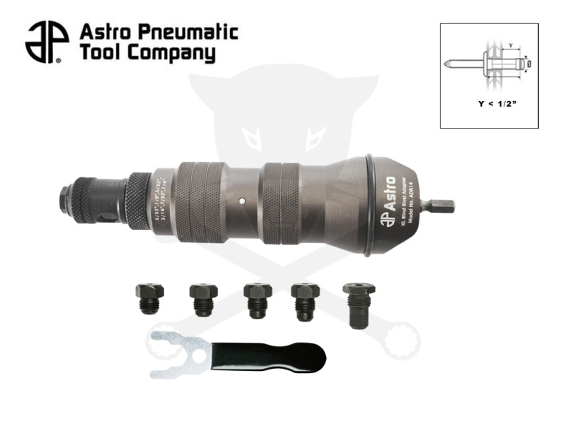 Popszegecshúzó adapter fúrógéphez-behajtóhoz. - 8 db-os készlet - Astro