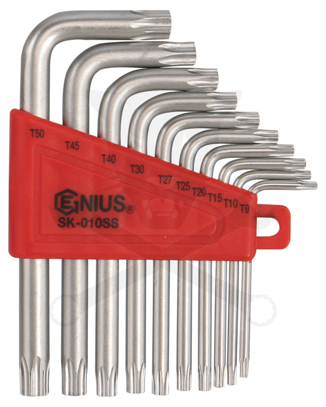Torxkulcs "L" alakú készlet 10 db-os torx, rövid Fényes Genius