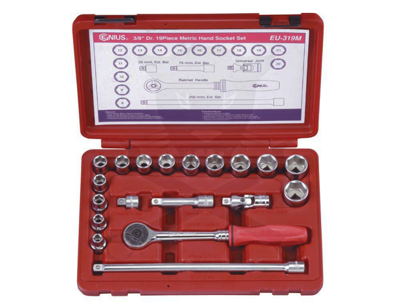 Dugókulcs készlet 3/8" 6 lap 8-22 mm 19 db-s Genius