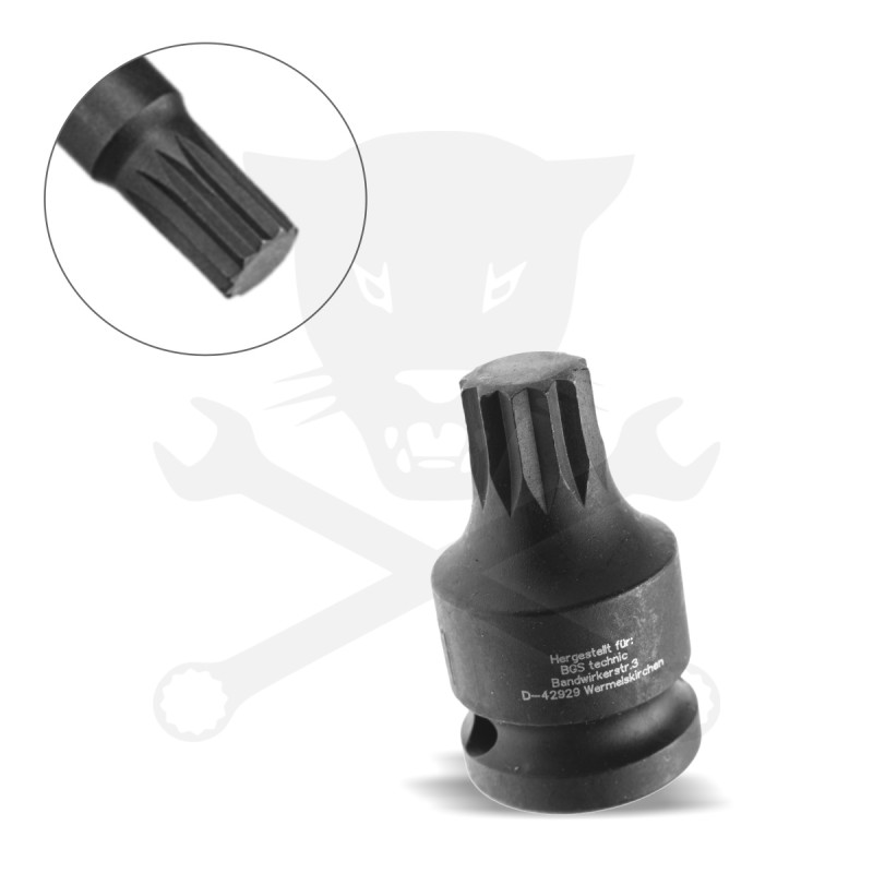 Légkulcsfej 1/2" XZN - Spline M12 rövid BGS