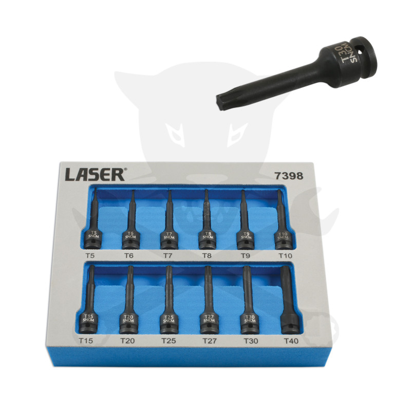 Légkulcsfej készlet 1/4" Torx T5-T40 - hosszú profil 12 db-os