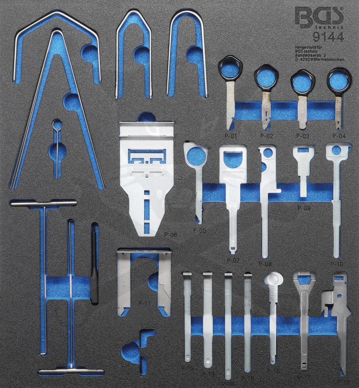 Rádiókiszerelő készlet 52 részes fiókba helyezhető tálcás kivitel - BGS