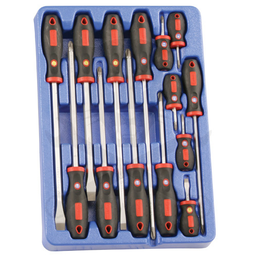 Tálcás Genius csavarhúzó készlet SL + PH + PZ 14 db-os - 1/2