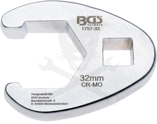 Villáskulcs adapter nyitott 1/2"-os 32 mm "Crowfoot"