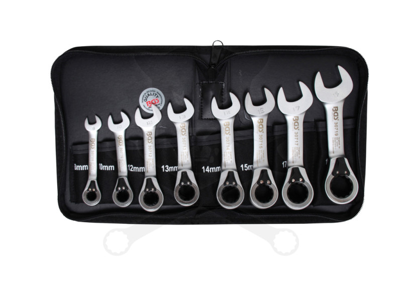 Csillag-villás racsnis készlet 8r. 8-19 mm rövid, 72 fogú irányv. - BGS