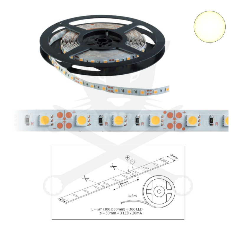Szalag LED 5050 beltéri 60 db/m - 3000K - ELMARK