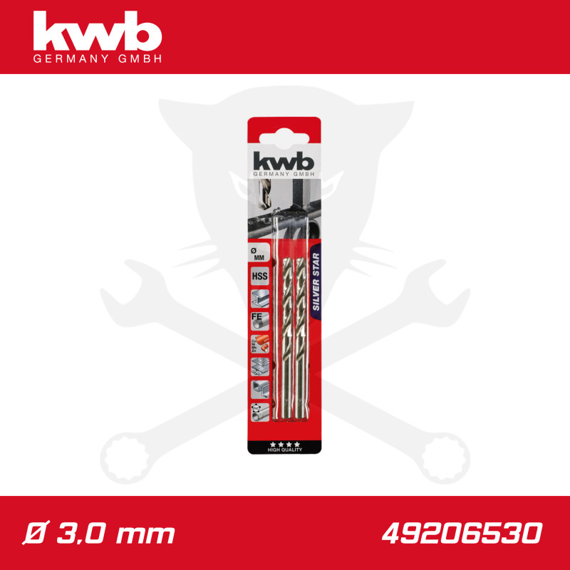 Csigafúró 3,0 mm HSS-G DIN 338 Silver Star, profi 2 db-os - KWB