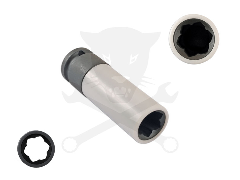 Kerékanya gépi dugófej Convex MS17-es hosszú, védőkupakkal - Mercedes